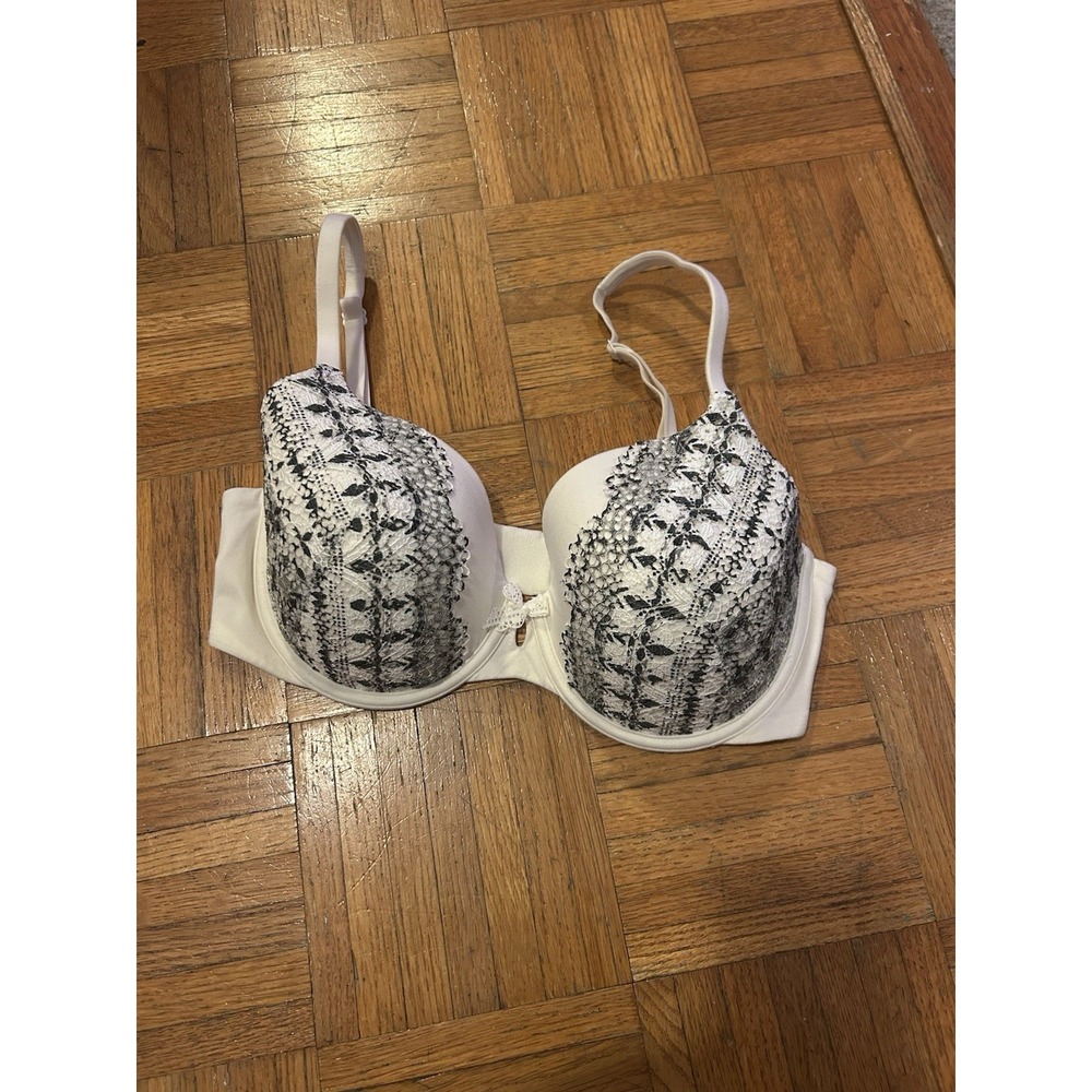 Victoria's Secret Embroidered Lined‎ perfect coverage Black / Cream 34DD